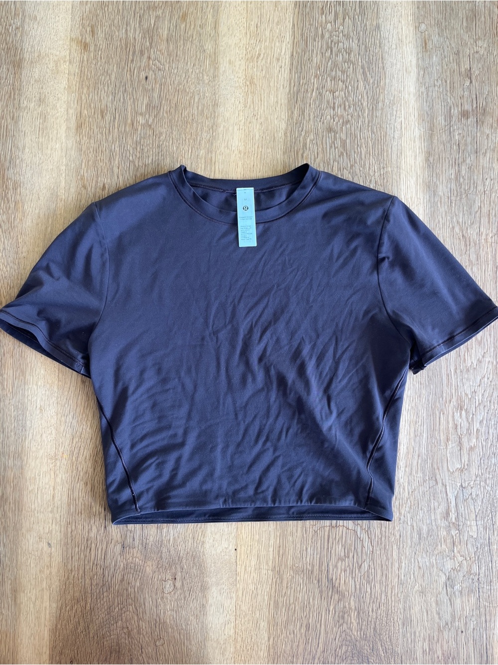 Lululemon Wundermost Ultra-Soft Nulu Crewneck Cropped T-Shirt in brown
